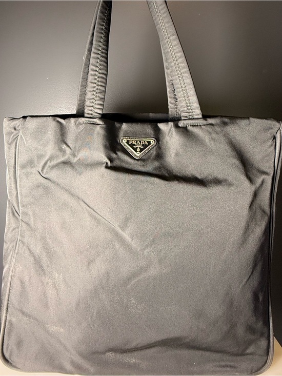 Prada Handbags - Prada Black Nylon Tote Interior with Tonal Logo Stripe